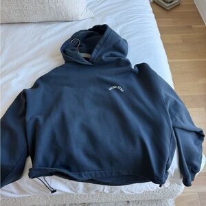 ANINE BING SPORT SWEATSHIRT W ELASTIC WAITS, NAVY, SIZE L
